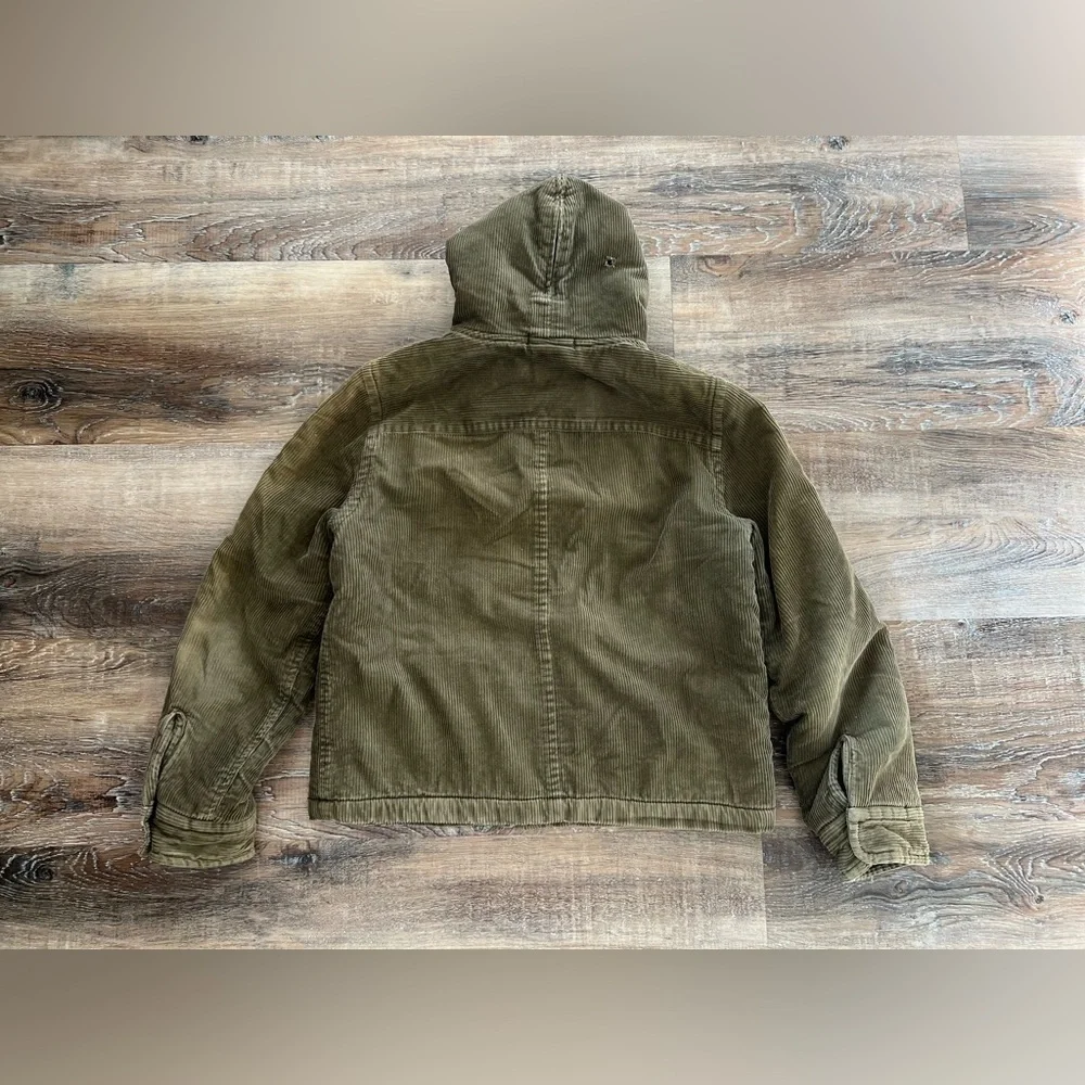 Vintage J.Crew Corduroy Olive Hooded Zip Jacket